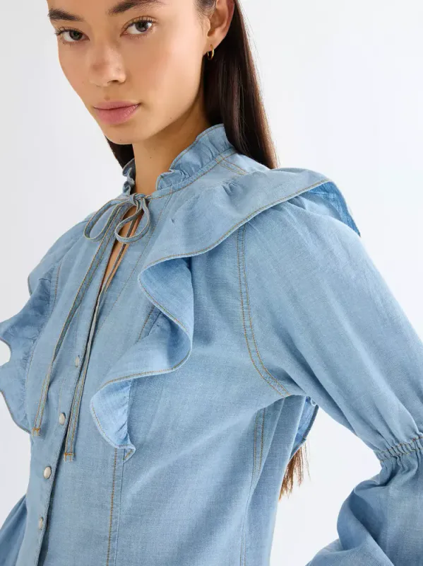 ROMANCE BLOUSE MANOR BLUE