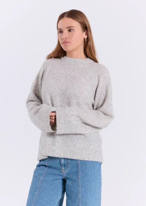 Hovedbilde HALLI LOOSE FIT KNIT TOP LIGHT GREY MELANGE 
