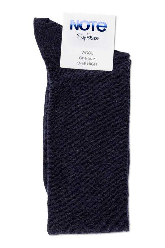 Note Flat Knit Wool Knee High Navy