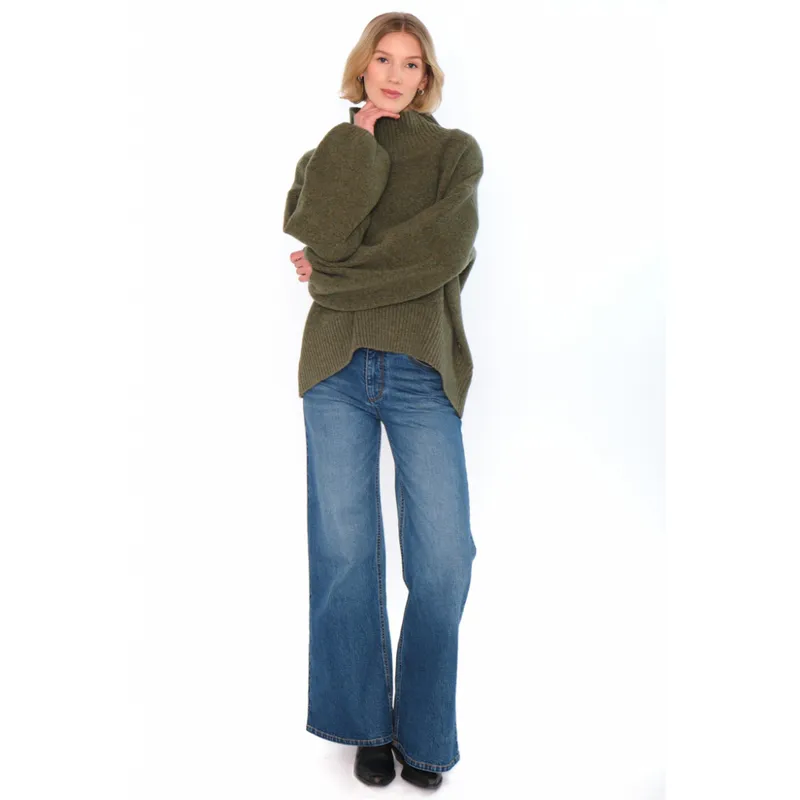 Irina Wide Leg Medium Wash Blue Denim