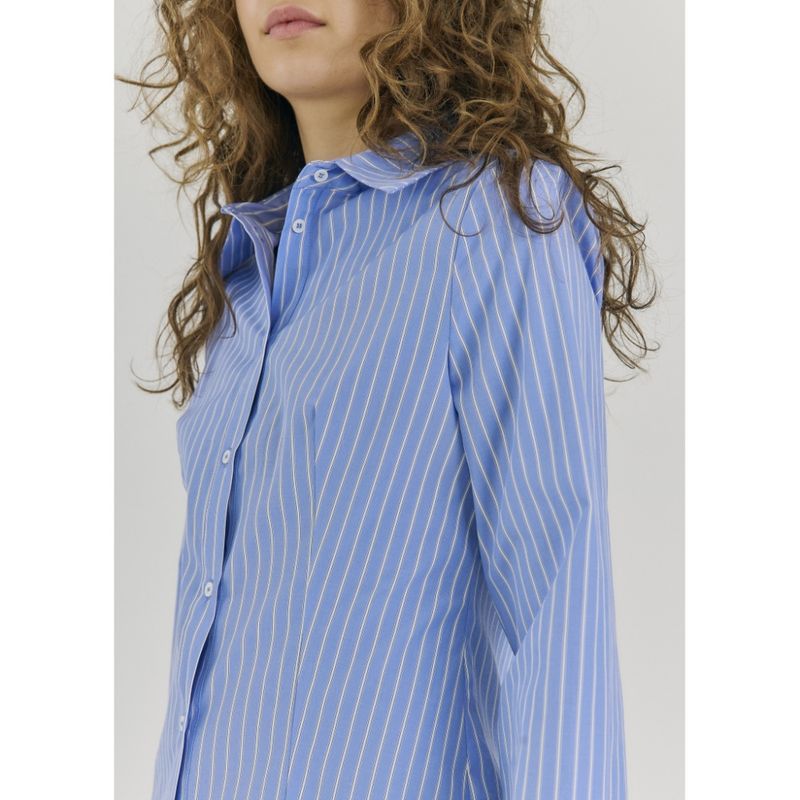 Marion Fitted Skjorte  Light Blue Stripe