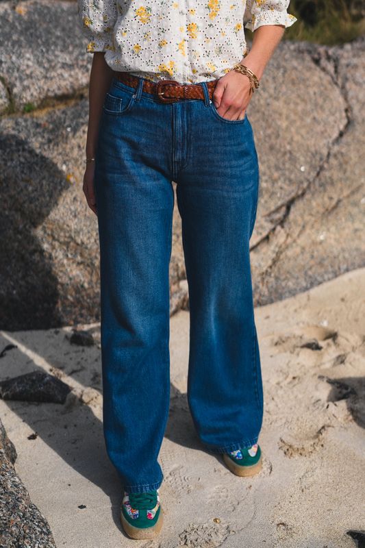 Cecilie HW Pants Mid Blue Wash